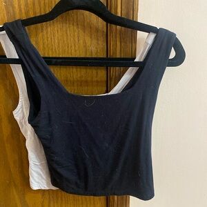 Black and cream size large crop tank tops bundle
